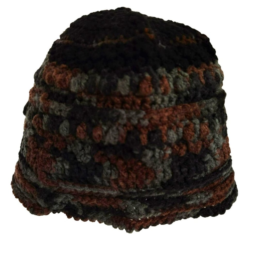 Bucket Hat black multicolor camo handknit